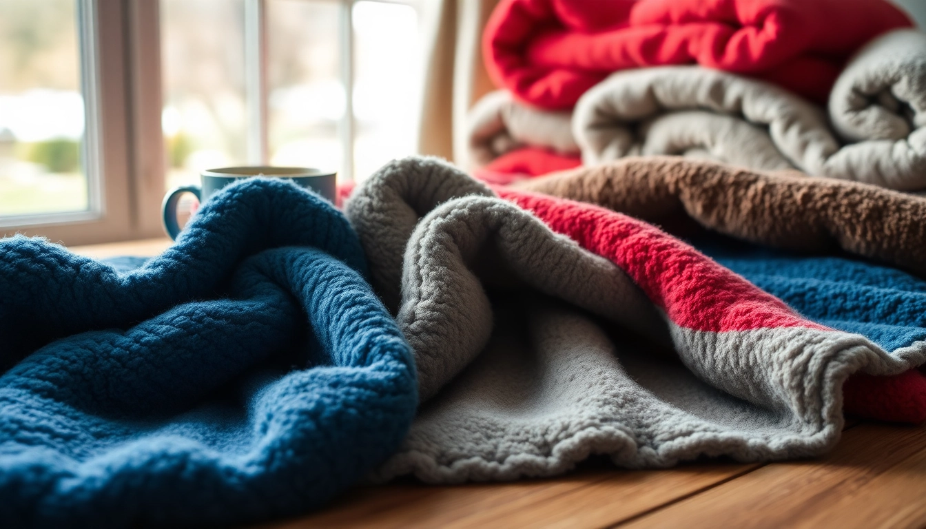 Actieve fleece stof met verschillende kleuren en texturen op tafel.