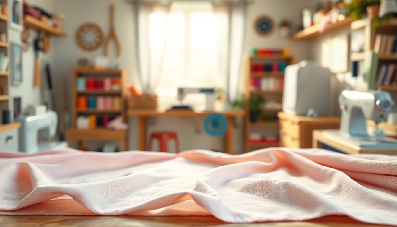 Mousseline stof prachtig gedrapeerd op een houten tafel, met zachte texturen en warme kleuren.